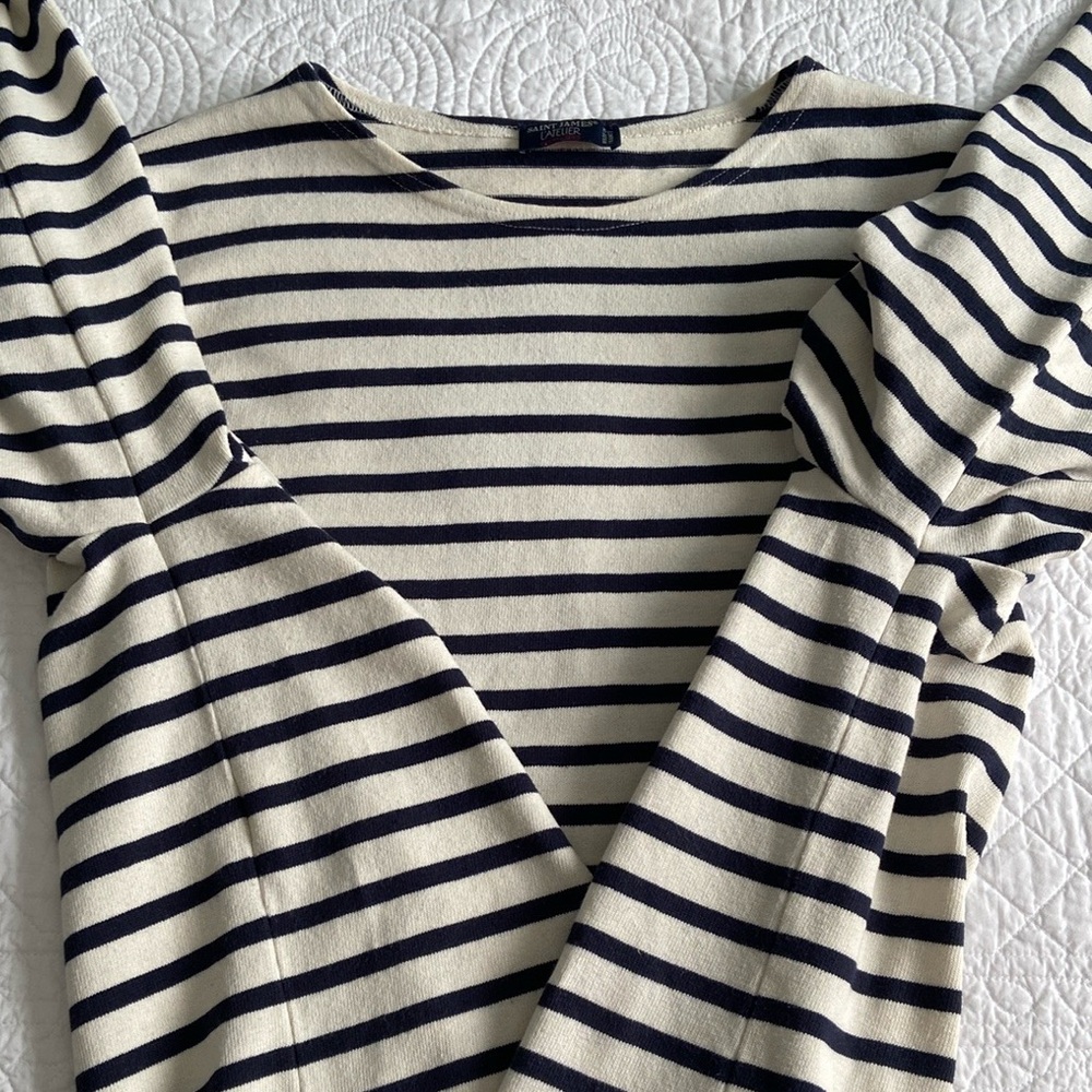 Saint James Breton Striped Top Boyfriend Meridien Modern Unisex Cream Navy XXL - Picture 14 of 17